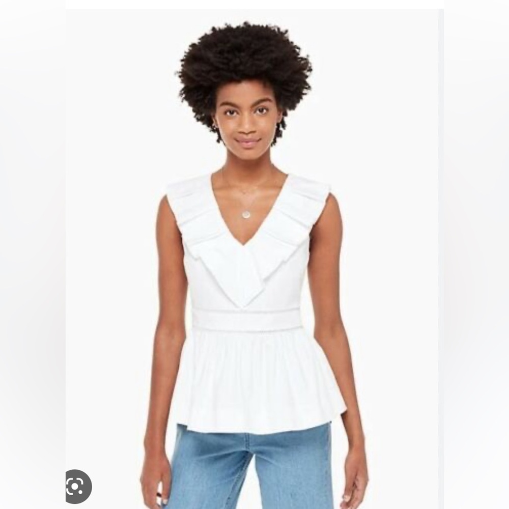 Kate Spade White Ruffle Top - 8